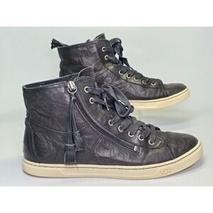 UGG Australia Blaney Women's Sneakers Size 10 Black Leather High Top Zip Shoes